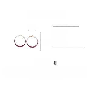 Detailed size specifications for deep purple geometric round hoop earrings with gold trim