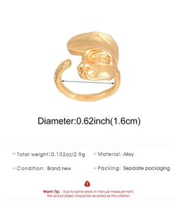 Detaillierte Größentabelle mit 1,6 cm Durchmesser und 2,9 g Gewicht für den Goldring