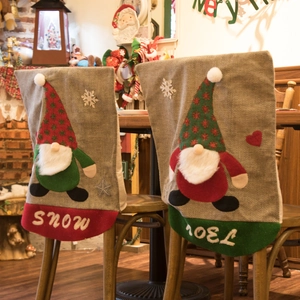 Coprisedia Natalizi Tessuto A Spina Di Pesce Applicazione Gnomo Tomte 3D Ricamo Noel Snow Decorazione Festiva Sala Da Pranzo