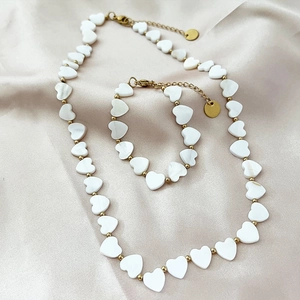 Stainless Steel Heart Shell Beaded Necklace And Bracelet Niche Design Elegant Jewelry For Women