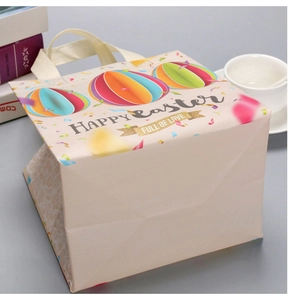 Laminated non-woven Easter gift bag featuring hot air balloon and Happy Easter text
