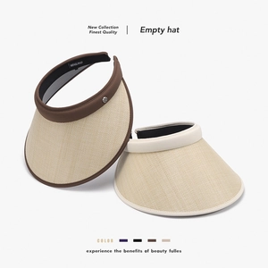 Sun Visor Hat Straw Weave Wide Brim UV Protection Adjustable Summer Beach Empty Top Chic For Women Breathable
