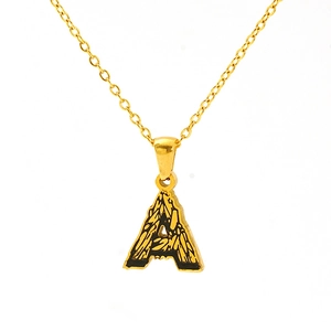 18k gold plated stainless steel letter A pendant necklace for women in vintage style