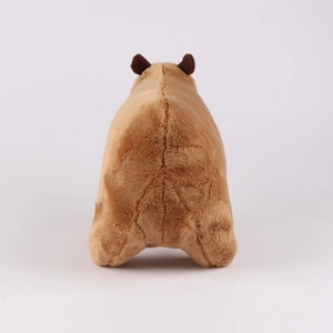 Rear view detail showing high-quality stitching and soft brown plush texture of Capybara toy