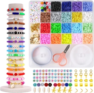 DIY Schmuck-Set mit 24 Farben Heishi-Perlen, Anhängern und Bastelzubehör für Armbänder