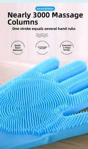 Detail of blue silicone pet glove with 3000 high-density massage bristles for deep cleaning