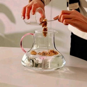 Borosilicate Glass Teapot With Electric Heating Base Pink Heart Decor Transparent Water Pitcher Filter Lid Wedding Gift