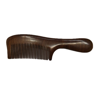 20cm sandalwood massage hair comb with wide teeth and ergonomic curved wooden handle