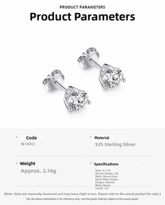 Macro detail of S925 sterling silver stud earrings with 8mm 5A cubic zirconia stones
