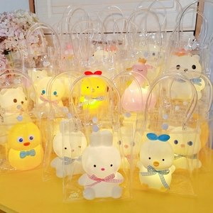 Multiple sets of cartoon animal night lights in transparent PVC gift bags with glow effect