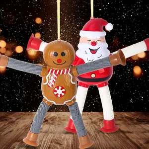 Christmas telescopic suction cup toys featuring gingerbread man and Santa Claus characters