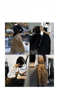 Gros plan détaillé montrant le tissu plissé imperméable et les bretelles croisées du tablier