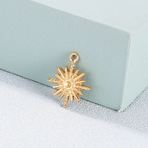 Vue macro d'un pendentif soleil doré avec texture radiale pour collier