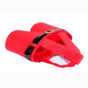 Sac cadeau pantalon de Père Noël en feutre rouge avec ceinture noire pour bonbons