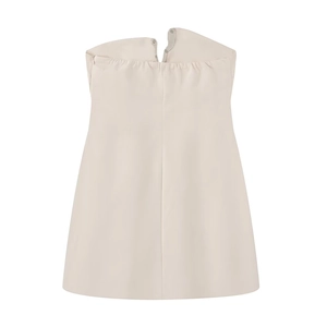 Elegant off-shoulder rhinestone dress in cream white with pleated elastic top detail