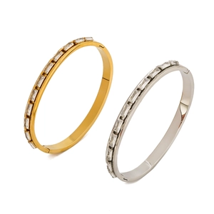 Dettaglio di bracciali in acciaio inossidabile argento e oro 18K con diamanti