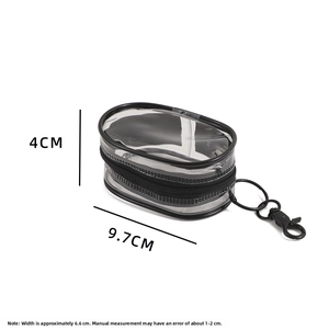 Durchsichtige PVC Tasche mit schwarzem Reißverschluss und Clip für kleine Puppen 9,7cm