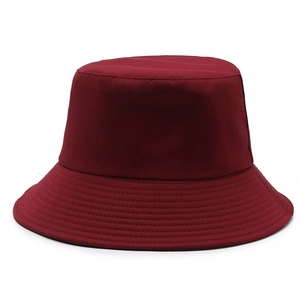 Chapeau bob en coton rouge foncé avec bord renforcé pour protection solaire et extérieur