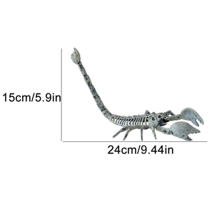 Detailed view of scorpion skeleton decor with dimensions 24cm long and 15cm high