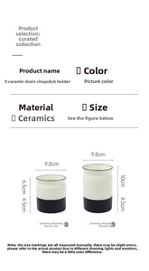 Detailed dimensions of ceramic cutlery holder with drainage holes in 6.5cm and 10cm heights