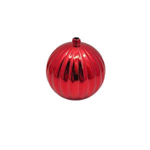 Glossy red pumpkin-shaped Christmas ornament with vertical grooves for festive tree decoration