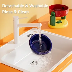 Adjustable height pet bowl set with colorful detachable bowls for cats and dogs