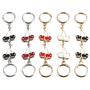 Metal cherry bag chain extender with spring buckles in assorted colors and finishes