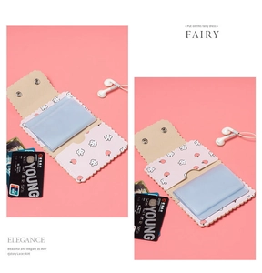 Détails du porte-cartes rose avec plusieurs fentes et motifs de cœur mignons