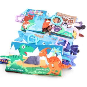 Soft jungle animal tail cloth books for babies with sensory crinkle paper for early learning