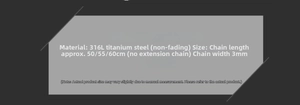 Detailed size specifications for 3mm 316L stainless steel chain in 50cm 55cm 60cm lengths