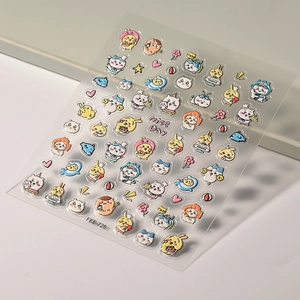 Stickers 5D relief Chiikawa avec personnages mignons pour décoration d'ongles en 3D