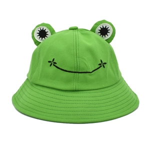 Cute Frog Bucket Hat Cotton Canvas Wide Brim Sun Protection Outdoor Fisherman Cap For Adults Women Men Kawaii Style