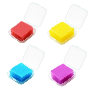 Pack of 4 dental orthodontic relief wax boxes in red, yellow, blue, and purple colors
