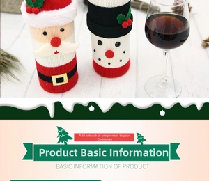 Close-up of knitted Santa and Snowman wine bottle covers with fine 3D festive details