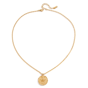 Classic 18K gold plated stainless steel necklace with textured bee coin pendant charm