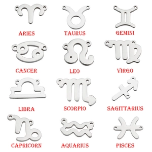 Zodiac Constellation Sign Charms 304 Stainless Steel Pendants Connectors For DIY Bracelet Necklace Making Mirror Polished