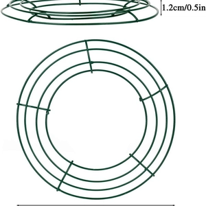 Green metal wire wreath frame with 1.2cm height shown from side and top perspective