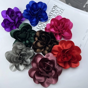 Elegant 14cm 3D satin flower brooches in multiple colors for suits and hair decoration