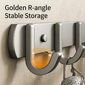 Space aluminum wall hooks with matte gray finish and wide U-shaped non-slip R-angle design