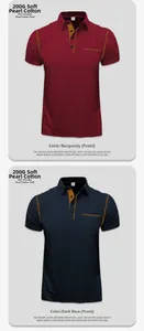 Detail of short sleeve polo shirts with contrast stitching and chest pockets