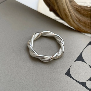 925 Sterling Silver Ring Twist Rope Braided Minimalist Textured Striped Fashion Finger Jewelry For Women