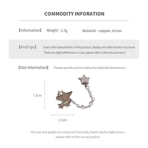 Detailed view of 7.3cm star zircon earrings showing size and weight specifications