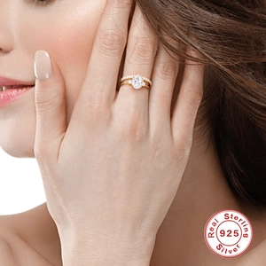 Luxury 925 sterling silver gold ring featuring a large oval-cut sparkling zircon gemstone