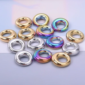 DIY 304 stainless steel oval pendants in gold, silver, and rainbow finishes for jewelry