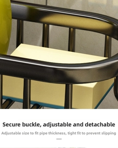 Detail showing an adjustable metal faucet rack with firm clip and detachable design