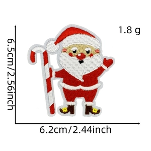Detail of Santa Claus embroidery patch with 6.5cm height and precise stitching texture