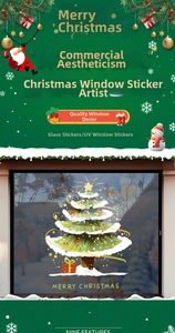 Details von UV-statischer Weihnachtsbaum Fensteraufkleber mit Text und Geschenken