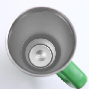 Vertical top view of 40oz tumbler interior showing food-grade SUS 304 stainless steel stamp