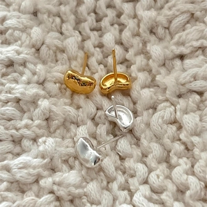 Bean Stud Earrings 925 Sterling Silver Polished Minimalist Jewelry For Women Elegant Simple Style