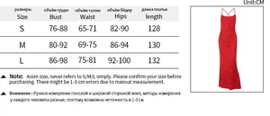 Size guide table for elegant rhinestones evening dress with bust, waist, and hips measurements